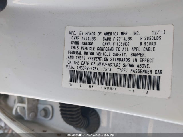 Honda Accord Ex-l 2014 1HGCR2F8XEA117518 Image 9