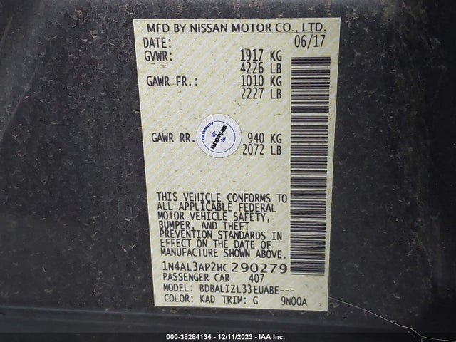 Nissan Altima 2017 1N4AL3AP2HC290279 Image 22