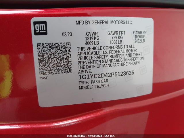 Chevrolet Corvette Stingray Rwd  3lt 2023 1G1YC2D42P5128636 Image 9