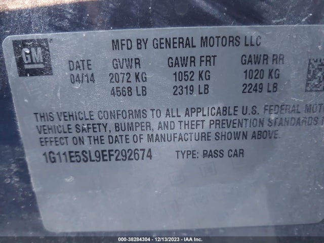 Chevrolet MALIBU 2LT 2014 1G11E5SL9EF292674 Image 9