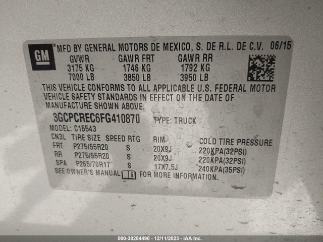 Chevrolet Silverado 1500 1lt 2015 3GCPCREC6FG410870 Image 9