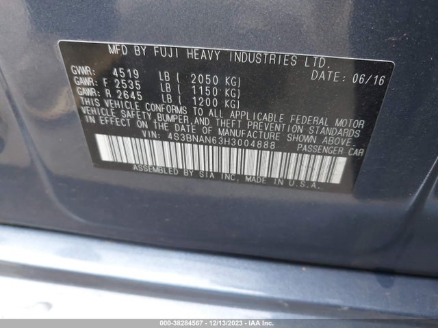 Subaru Legacy 2.5i Limited 2017 4S3BNAN63H3004888 Image 9