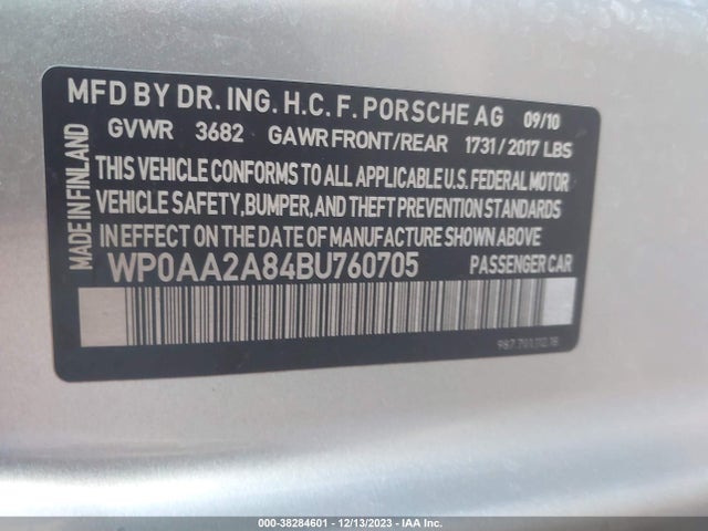 2011 PORSCHE CAYMAN WP0AA2A84BU760705 Photo 8