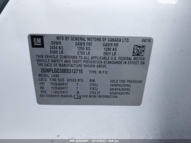 Chevrolet Equinox 2lt 2014 2GNFLGE38E6312716 Image 9