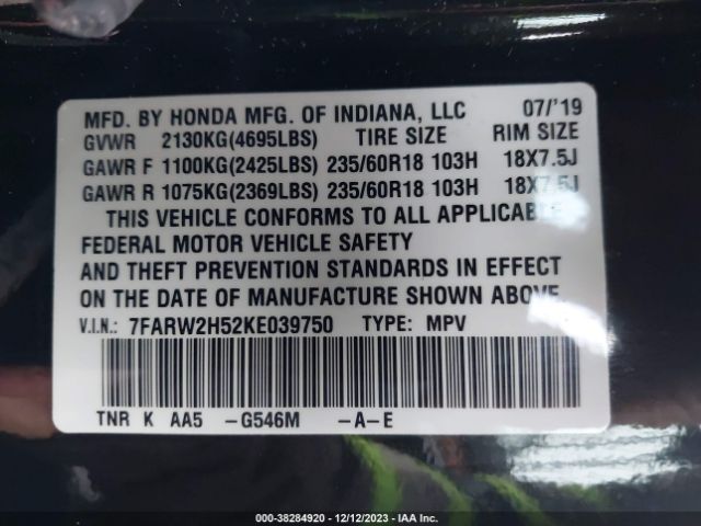 7FARW2H52KE039750 Honda CR-V EX