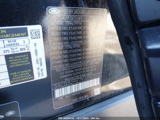 Land Rover Range Rover 5.0l V8 Supercharged 2019 SALGS2RE7KA560543 Image 9