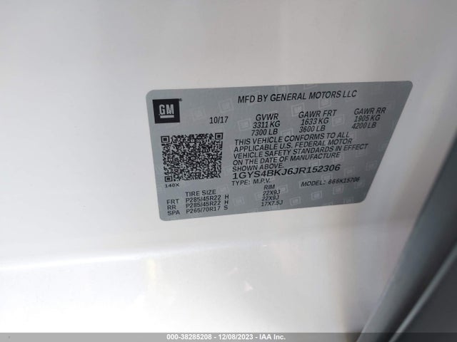 1GYS4BKJ6JR152306 Cadillac Escalade Luxury