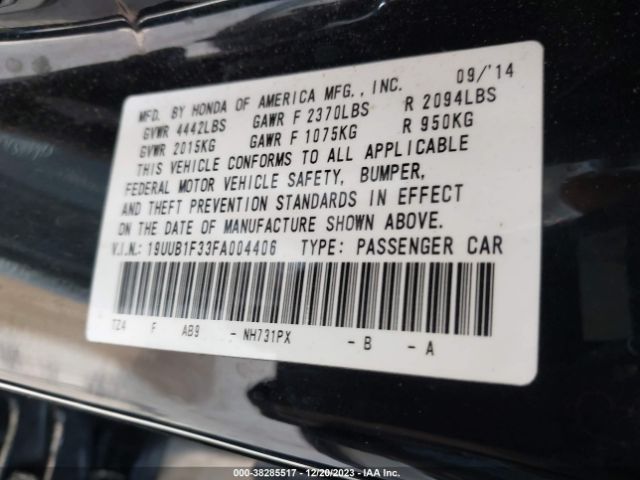 19UUB1F33FA004406 Acura TLX