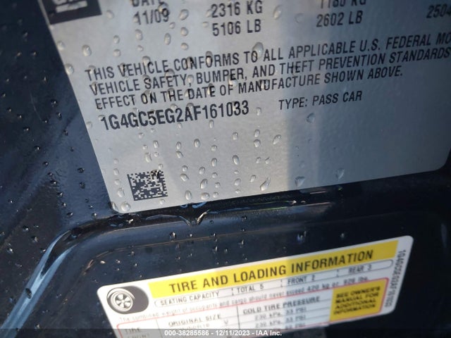 2010 BUICK LACROSSE CXL VIN: 1G4GC5EG2AF161033