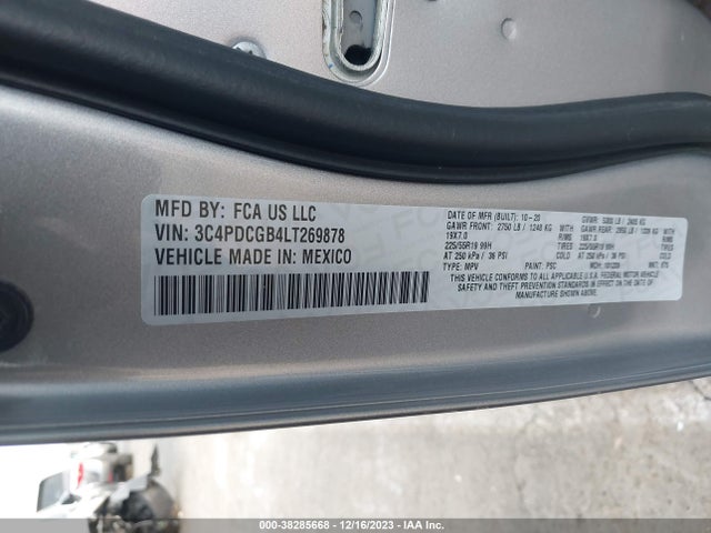 2020 DODGE JOURNEY CROSSROAD VIN: 3C4PDCGB4LT269878