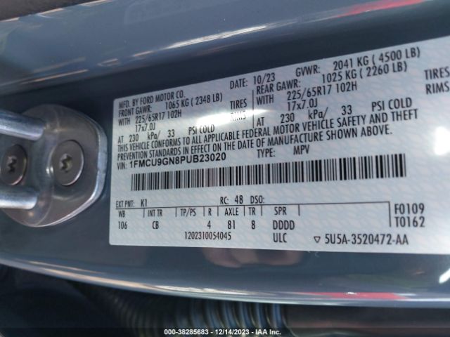 1FMCU9GN8PUB23020 Ford Escape Active