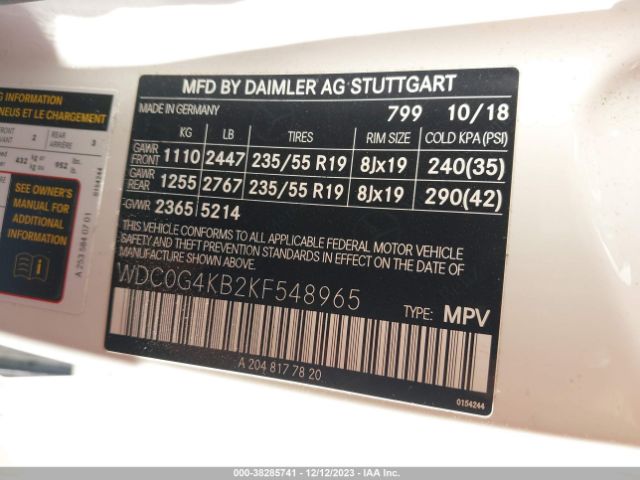 2019 MERCEDES-BENZ GLC 300 WDC0G4KB2KF548965 Photo 8