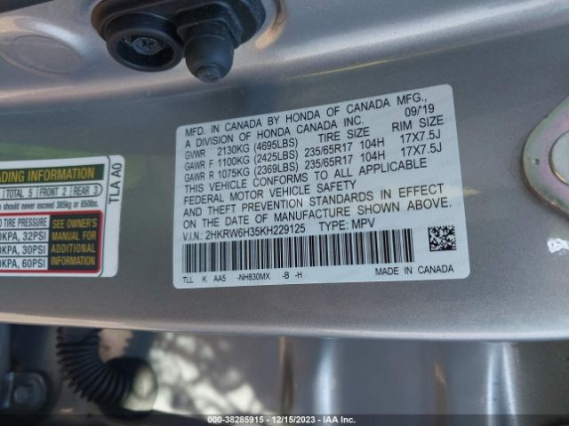 2HKRW6H35KH229125 Honda CR-V LX