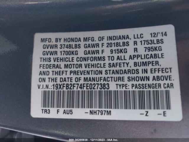 19XFB2F74FE027383 Honda CIVIC SE