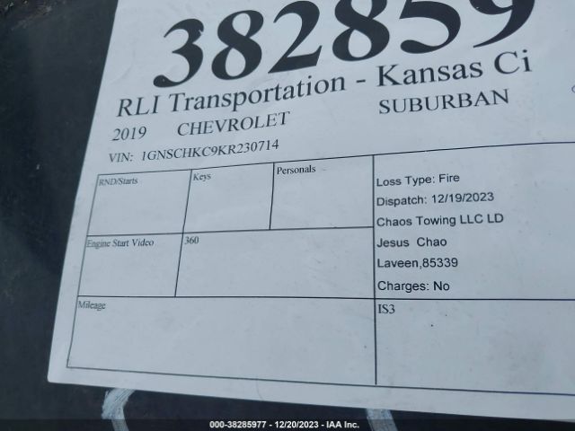 1GNSCHKC9KR230714 Chevrolet Suburban C1500 Lt