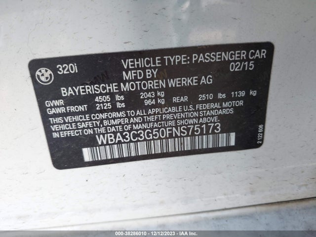 BMW 320i Xdrive 2015 WBA3C3G50FNS75173 Image 9