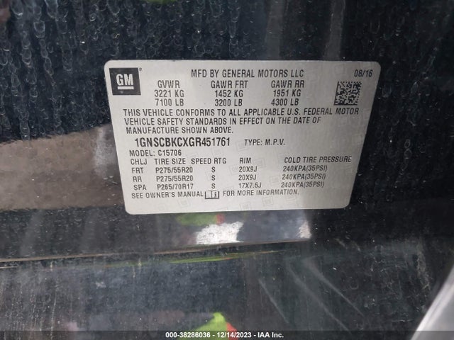 Chevrolet Tahoe Lt 2016 1GNSCBKCXGR451761 Image 9
