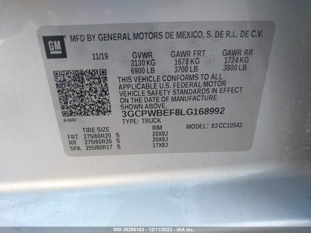 Chevrolet Silverado 1500 Custom 2020 3GCPWBEF8LG168992 Image 9