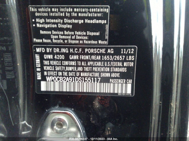 2013 PORSCHE 911 WP0CB2A91DS155117 Photo 8