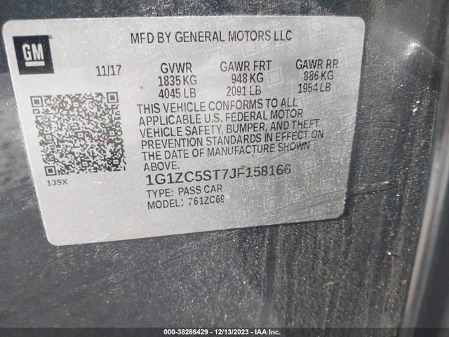Chevrolet Malibu 1fl 2018 1G1ZC5ST7JF158166 Image 9