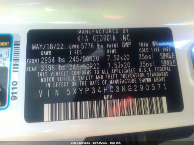 5XYP34HC3NG290571 KIA Telluride Ex