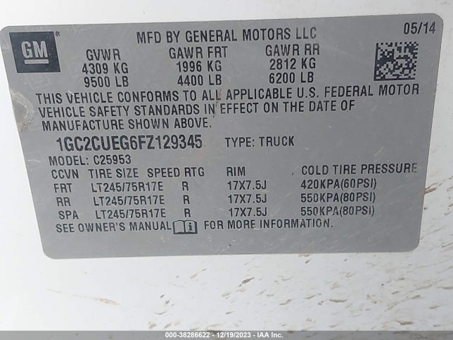 Chevrolet Silverado 2500hd Wt 2015 1GC2CUEG6FZ129345 Image 9
