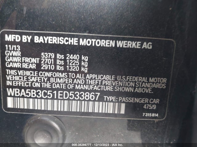 BMW 535i Xdrive 2014 WBA5B3C51ED533867 Image 9