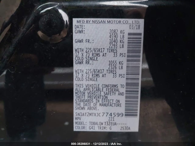 Nissan ROGUE SV 2018 5N1AT2MTXJC774599 Image 9