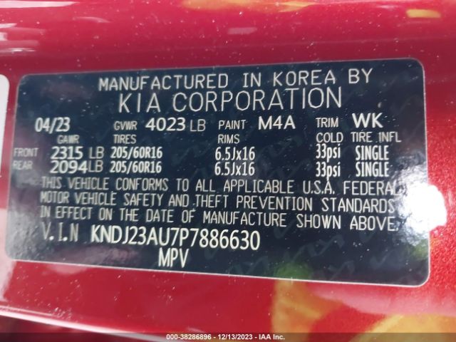 KNDJ23AU7P7886630 KIA SOUL LX