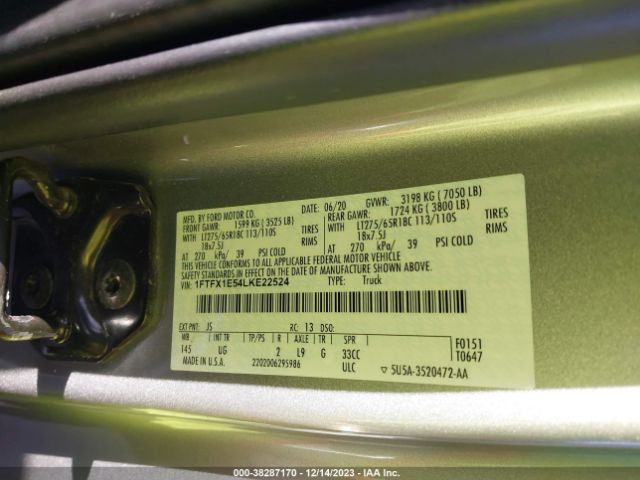 1FTFX1E54LKE22524 Ford F-150 Xlt