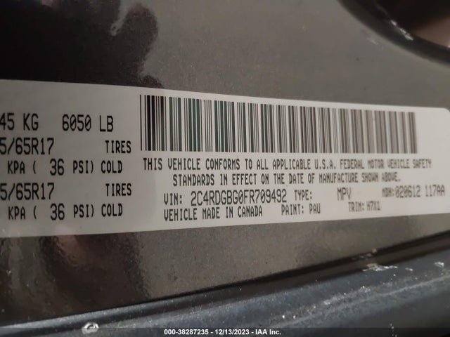 Dodge Grand Caravan Avp/se 2015 2C4RDGBG0FR709492 Image 9