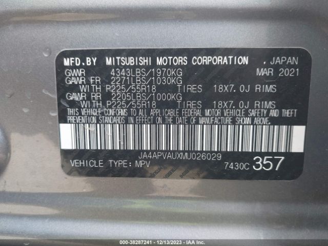 JA4APVAUXMU026029 Mitsubishi Outlander Sport 2.0 Se 2wd