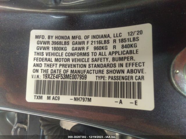 19XZE4F53ME007959 Honda INSIGHT EX