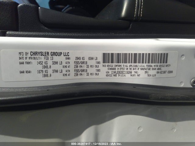 2014 JEEP GRAND CHEROKEE LIMITED VIN: 1C4RJEBG3EC116200