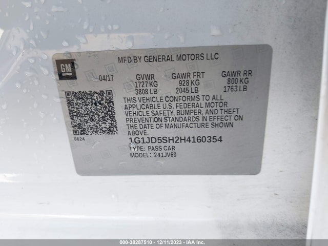 Chevrolet Sonic Lt Auto 2017 1G1JD5SH2H4160354 Image 9