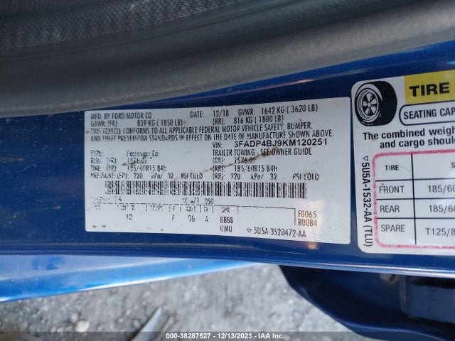 Ford FIESTA SE 2019 3FADP4BJ9KM120251 Image 9