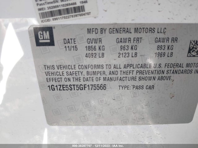 Chevrolet MALIBU 1LT 2016 1G1ZE5ST5GF175566 Image 9