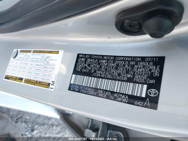 2011 TOYOTA COROLLA LE VIN: JTDBU4EE8BJ106508