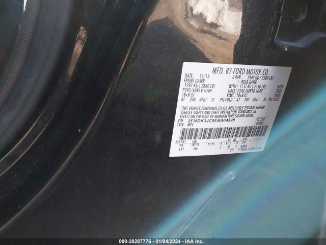 2014 FORD EDGE SEL VIN: 2FMDK3JC5EBA04598