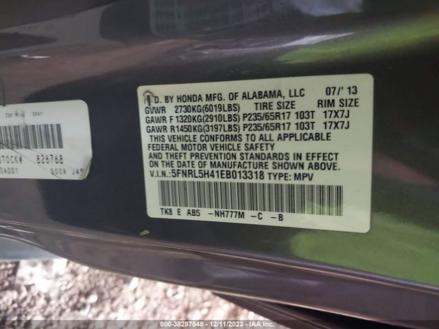 5FNRL5H41EB013318 Honda ODYSSEY EX