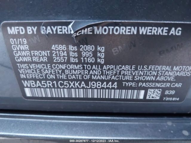 WBA5R1C5XKAJ98444 BMW 330I