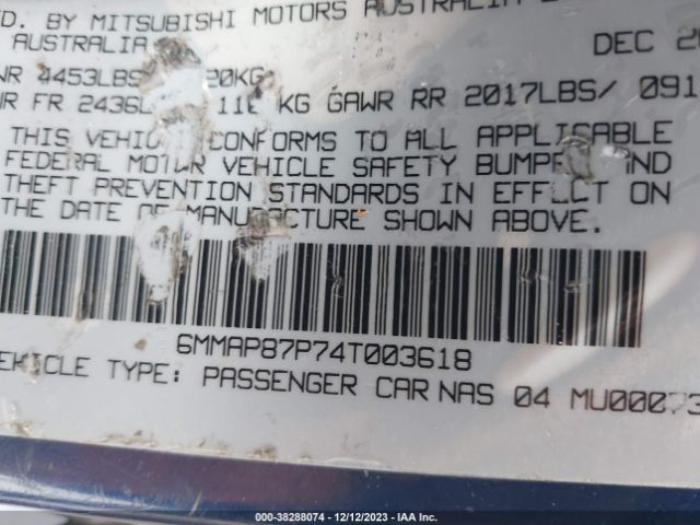 2004 MITSUBISHI DIAMANTE 6MMAP87P74T003618 Photo 8