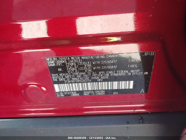 2023 TOYOTA RAV4 LE VIN: 2T3H1RFV9PW283754