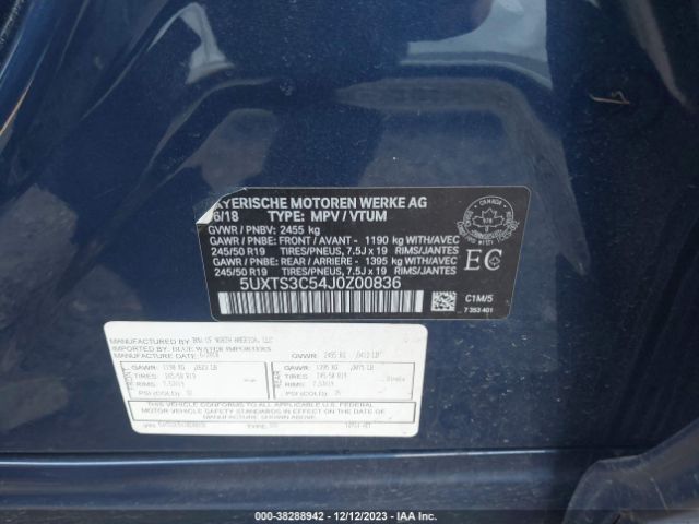 5UXTS3C54J0Z00836 BMW X3 M40i