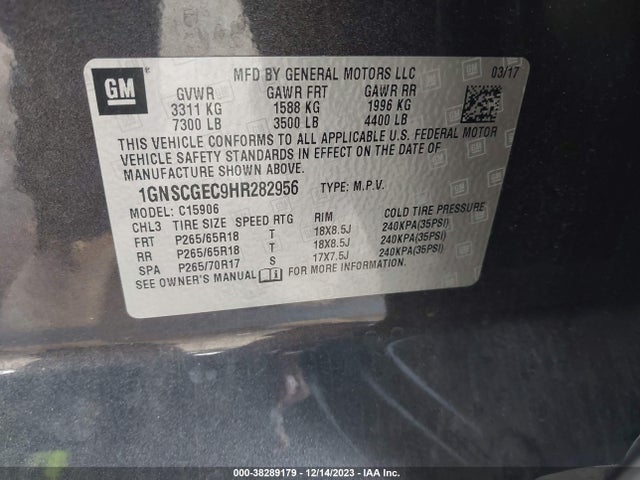 Chevrolet Suburban Ls 2017 1GNSCGEC9HR282956 Image 9
