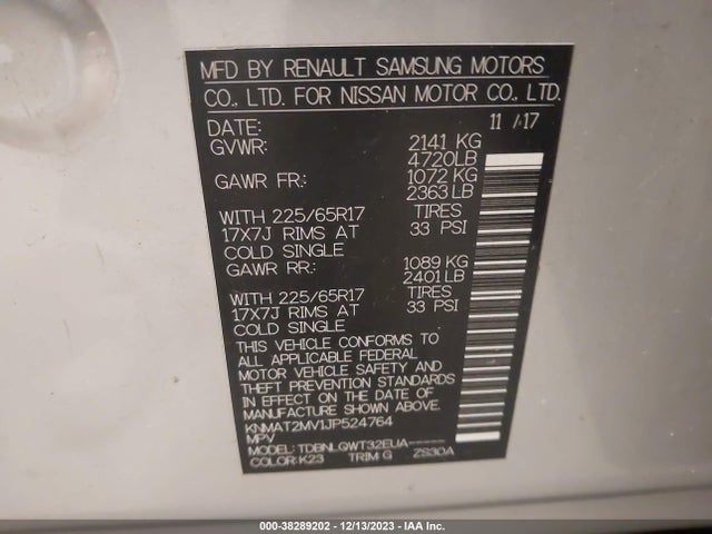 Nissan ROGUE SV 2018 KNMAT2MV1JP524764 Image 9