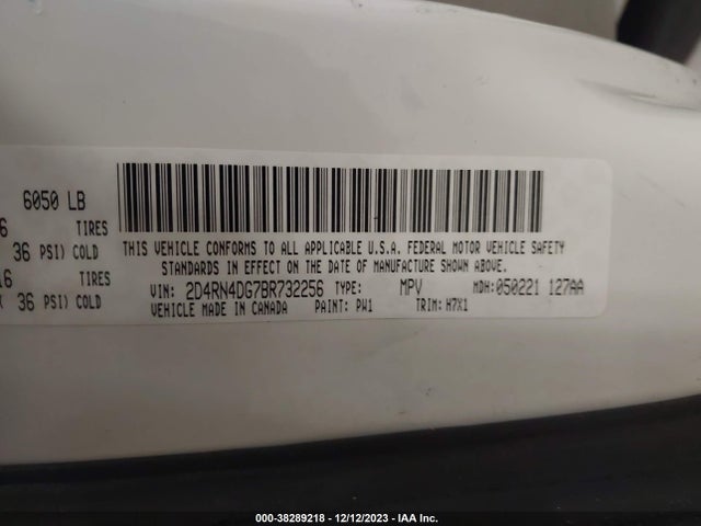2011 DODGE GRAND CARAVAN EXPRESS VIN: 2D4RN4DG7BR732256
