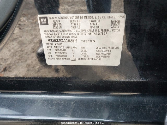 Chevrolet Silverado 1500 1lz 2016 3GCUKSEC3GG165816 Image 9