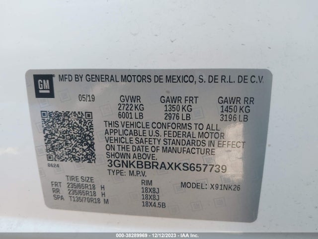Chevrolet Blazer 2019 3GNKBBRAXKS657739 Image 9