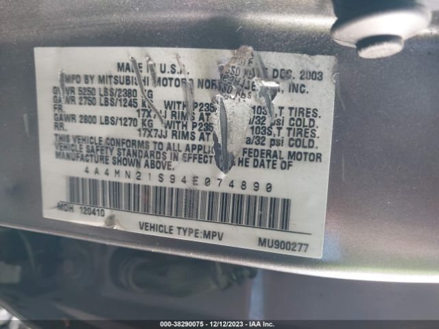 2004 MITSUBISHI ENDEAVOR 4A4MN21S94E074890 Photo 8